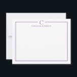 Monogram Elegant Purple Border Stationery Card<br><div class="desc">This design features a thin double border with space for a monogram and name and coordinating back design. Click the customize button if you would like to adjust the design elements and/or further modify the text! Variations of this design, additional colors, as well as coordinating products are available in our...</div>