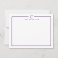 Monogram Elegant Purple Border Stationery