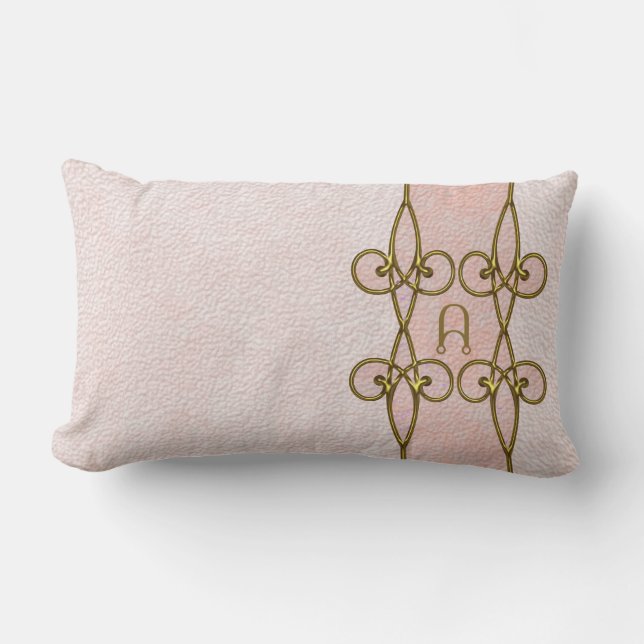Monogram Elegant Retro Art Deco Vintage Lumbar Pillow (Front)