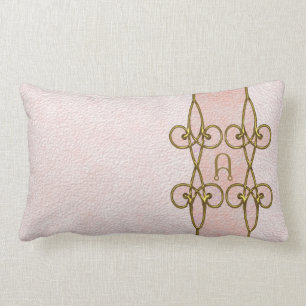 Monogram Elegant Retro Art Deco Vintage Lumbar Pillow