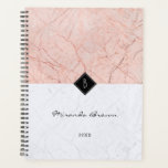 Monogram Elegant Rose Gold Grey Marble Planner<br><div class="desc">Elegant minimalist planner. Rose gold (pink) and grey marble,  black and white monogram,  modern fonts. Ideal as a business planner,  modern,  streamlined and trendy.</div>