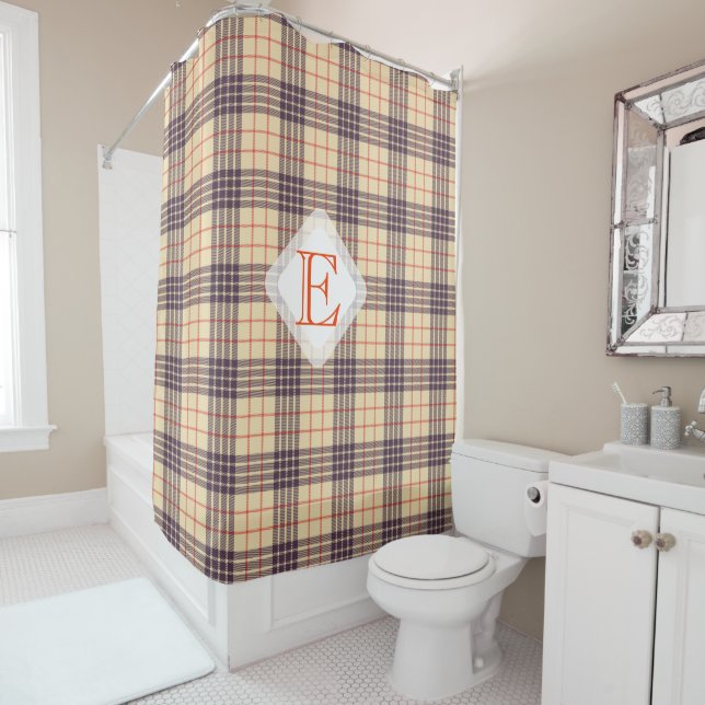Monogram, elegant Scottish clan beige plaid tartan (In Situ)