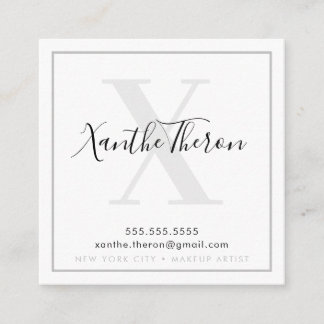 MONOGRAM elegant script modern minimal cool grey Square Business Card