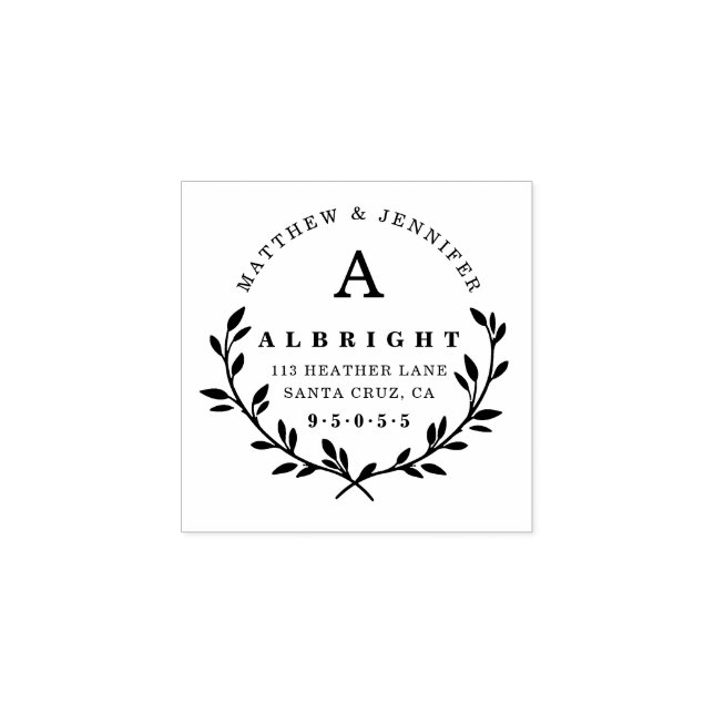 Monogram & Elegant Script Return Address Rubber Stamp (Imprint)