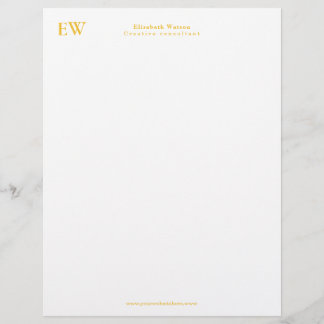 Monogram Elegant Simple Golden Yellow Letterhead