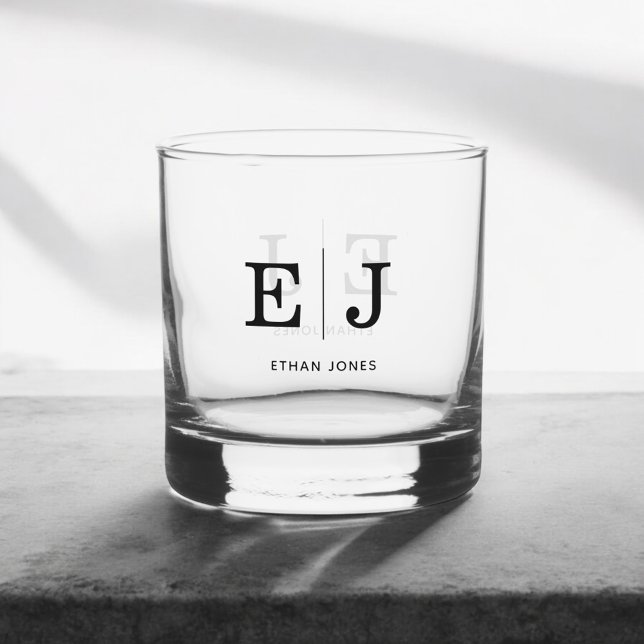 Monogram Elegant Simple Whiskey Glass (Creator Uploaded)