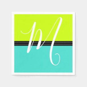 Monogram Elegant Turquoise & Volt Solid Colour Napkin