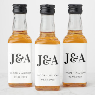 Monogram Elegant Wedding Favour Bridal Party Liquo Liquor Bottle Label