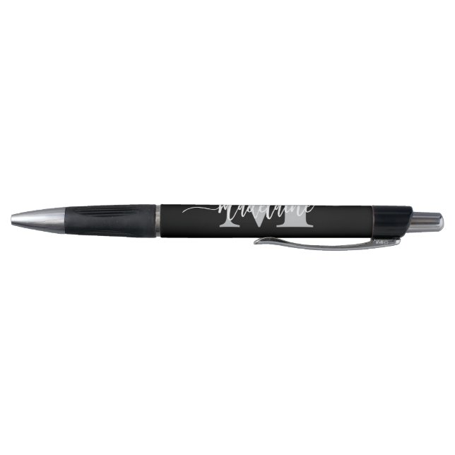 Monogram Elegant White Black Personal Pen (Bottom)