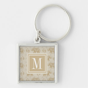 Monogram   Elephant Khaki Caravan Pattern Keychain