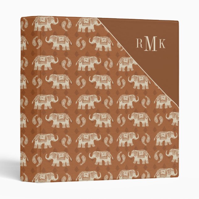 Monogram | Elephant Orange Caravan Pattern Binder (Front/Spine)