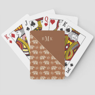 Monogram Elephant Orange Caravan Pattern Playing Cards