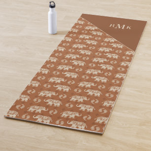 Monogram Elephant Orange Caravan Pattern Yoga Mat