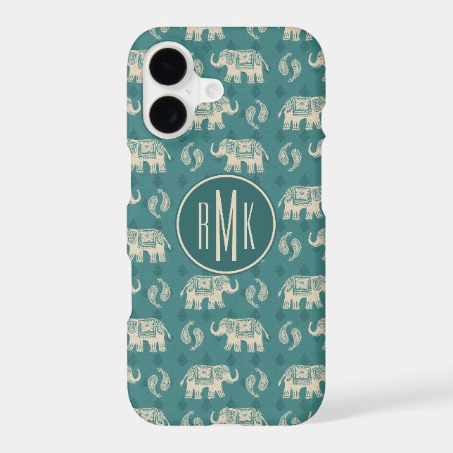 Monogram | Elephant Teal Caravan Pattern (Back)