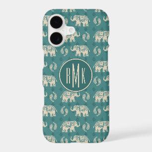 Monogram Elephant Teal Caravan Pattern
