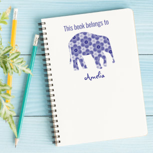 Monogram Elephant This Book Belongs To Self-inking Stamp