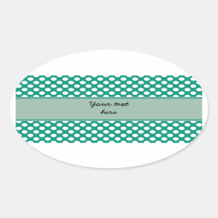 Monogram Emerald Green and White Polka Dot Pattern Oval Sticker