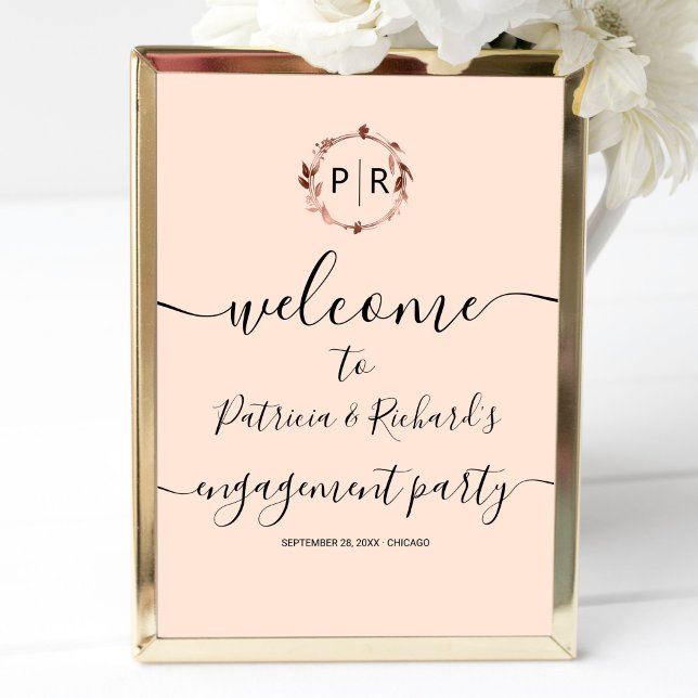 Monogram Engagement Party Welcome Sign Foam Board (Creator Uploaded)