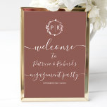 Monogram Engagement Party Welcome Sign Foam Board<br><div class="desc">A simple chic foliage faux foil monogram terracotta engagement party welcome sign foam board. Easy to personalize with your details. Modern boho engagement party welcome sign foam board editable, wreaths photo wedding invitation, customizable, calligraphy handwritten font, simple, elegant. CUSTOMIZATION: If you need design customization, please contact me through chat; if...</div>