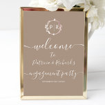 Monogram Engagement Party Welcome Sign Foam Board<br><div class="desc">A simple chic foliage faux foil monogram grullo engagement party welcome sign foam board. Easy to personalize with your details. Modern boho engagement party welcome sign foam board editable, wreaths photo wedding invitation, customizable, calligraphy handwritten font, simple, elegant. CUSTOMIZATION: If you need design customization, please contact me through chat; if...</div>