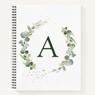Monogram Eucalyptus Green White Botanical Notebook