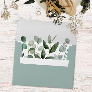 Monogram Eucalyptus Greenery Address Wedding Envelope