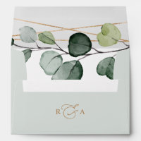 Monogram Eucalyptus Greenery Gold Return Address