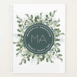 Monogram Eucalyptus Greenery Name Year Planner