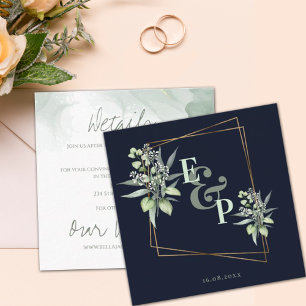 Monogram Eucalyptus Leaves Cute Greenery Wedding E Enclosure Card
