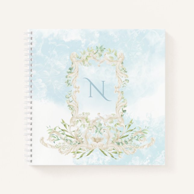 Monogram Eucalyptus Vintage Frame Notebook (Front)