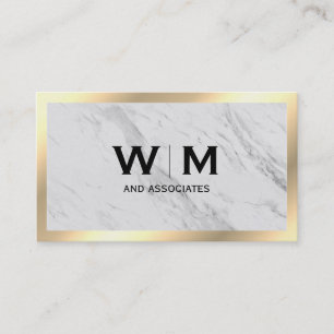 Monogram Executive Gold Frame Marble Business Card