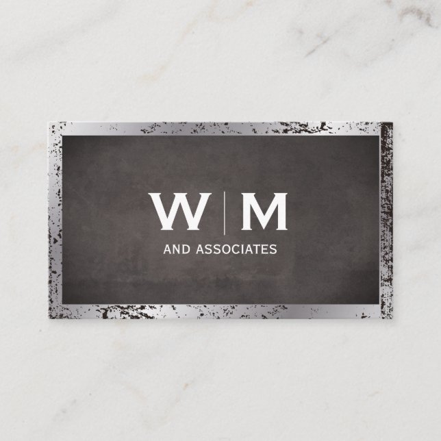 Monogram | Executive | Grunge Distressed Business Business Card (Front)