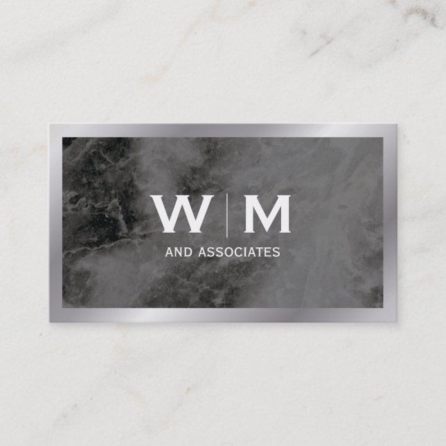 Monogram | Executive with Marble Texture Business Card (Front)