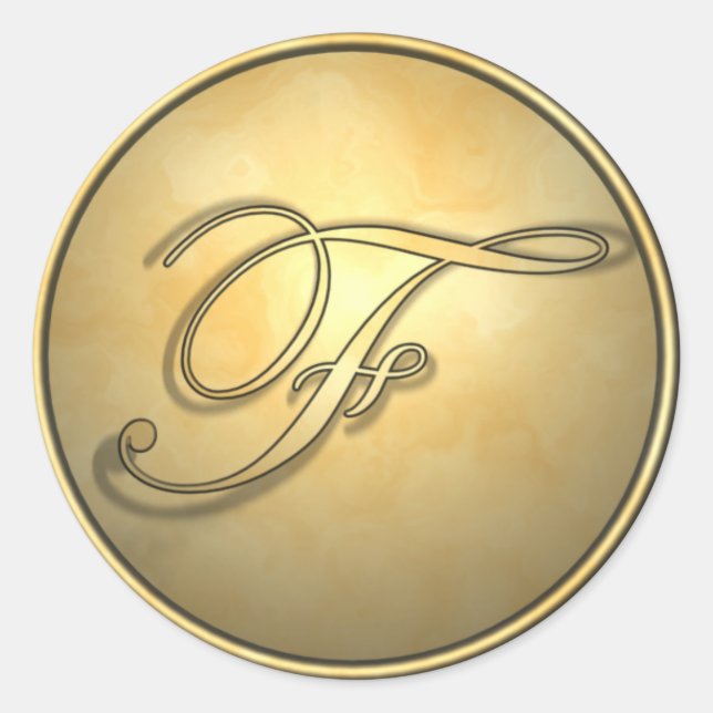 monogram_f classic round sticker (Front)
