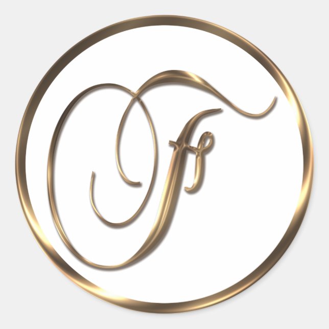 Monogram F Faux Bronze Classic Round Sticker (Front)