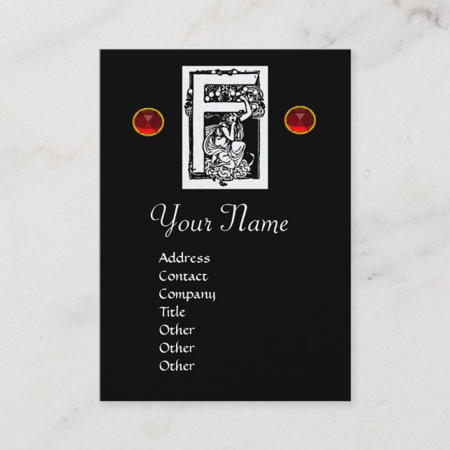 MONOGRAM F, RUBY Pearl Paper Business Card (Front)