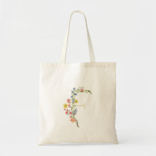 monogram F wedding wild flower Bridal Shower Tote Bag