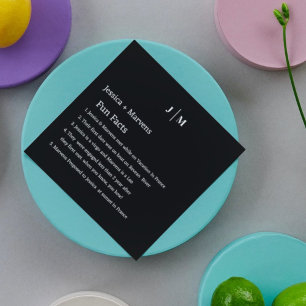 Monogram Facts About The Newlyweds black wedding Napkin