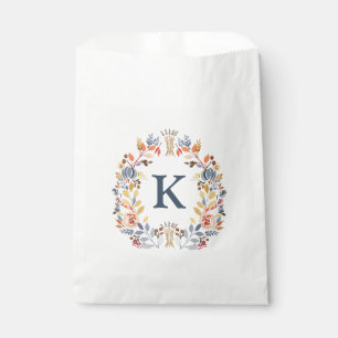 Monogram Fall Colour Yellow, Orange Red Blue Flora Favour Bag