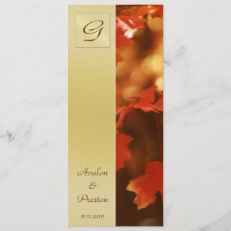 Monogram Fall Leaf  Wedding Program Invitation