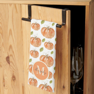 Monogram Fall Pumpkin Patch Kitchen Towel