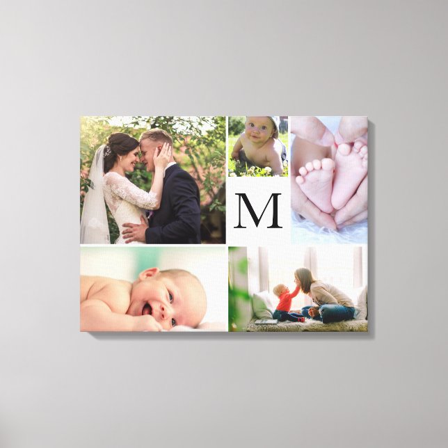 Monogram family colour Photo collage gallery Canvas Print (Front)