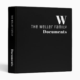 Monogram Family Documents Black/White Binder