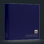 Monogram Family History Navy Gold Binder<br><div class="desc">Monogrammed Family History Binder - A monogrammed family history book to store genealogy documents photos and more. Change the volume and date as needed. A stylish genealogy organizer for your family records or a memorable gift for weddings,  birthdays,  showers and more.</div>