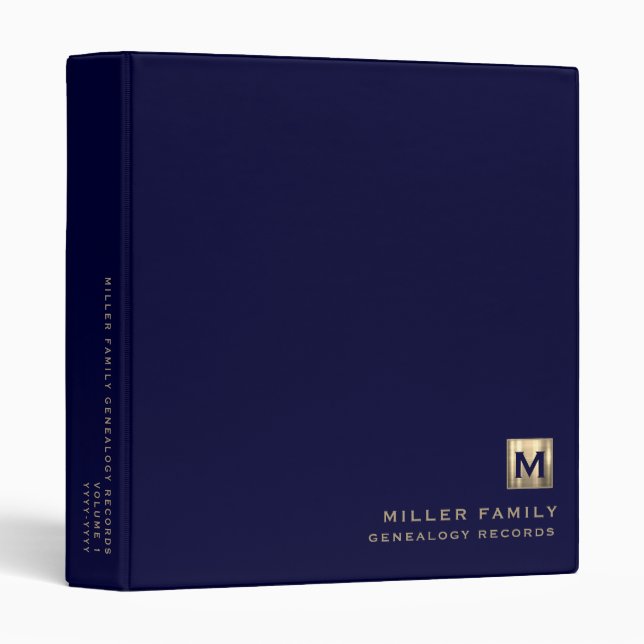 Monogram Family History Navy Gold Binder (Front/Spine)