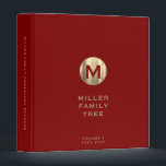 Monogram Family History Red Gold Binder<br><div class="desc">Monogrammed Family History Binder - A monogrammed family history binder to store genealogy documents photos and more. Change the volume and date as needed. A stylish genealogy organizer for your family records or a memorable gift for weddings,  birthdays,  showers and more.</div>