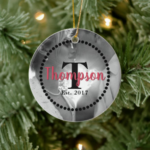 Monogram Family Name Ceramic Ornament