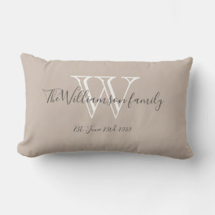 Monogram + Family Name Chic Script Keepsake Gift   Lumbar Pillow