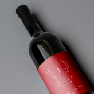 Monogram family name classy elegant template wine label