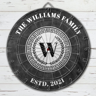 Monogram Family Name Vintage Crest Dartboard